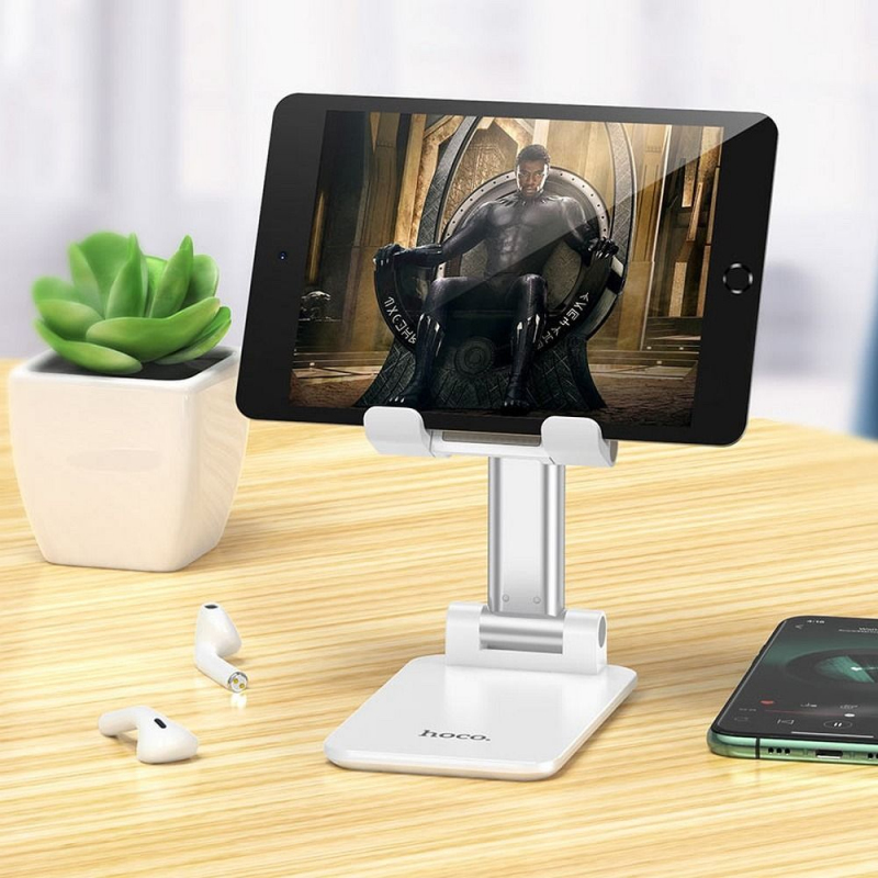Stand Phone Hoco Folding, 4.7inch - 10inch, White | Pixelparts